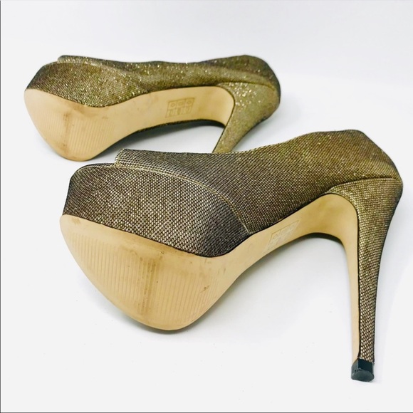 Aldo Vannice Gold Glitter Stilettos Open Toe 35 5 - Picture 8 of 11